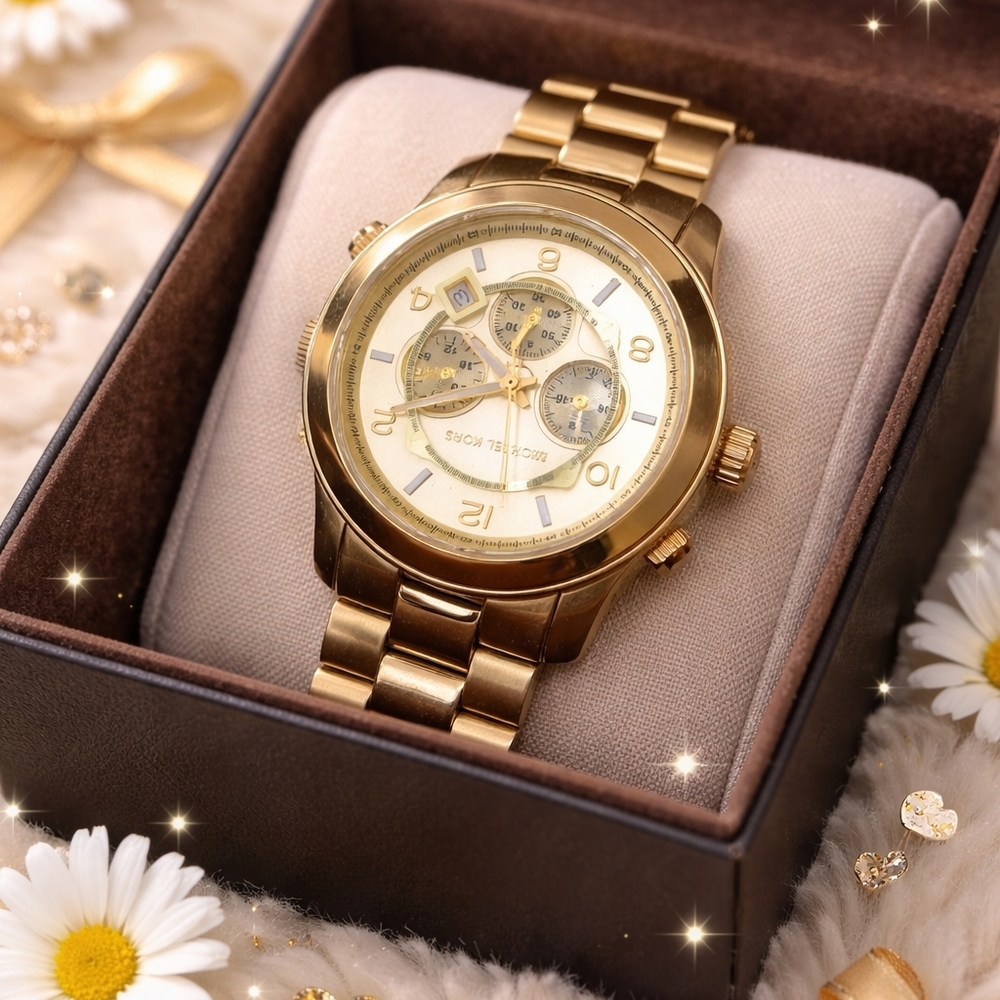 Michael Kors Gold-Tone Watch with Chronograph Dial